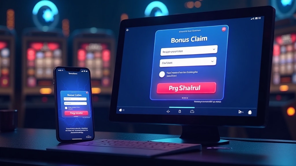 Mobile phone and desktop monitor showing a bonus claim screen