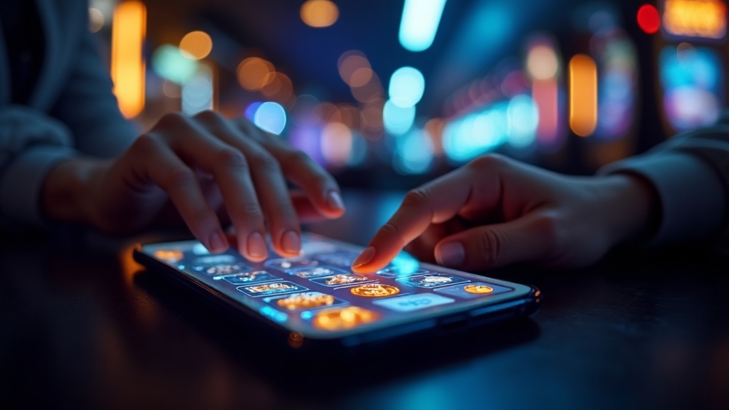 A smartphone showing a responsive casino game interface on a small screen